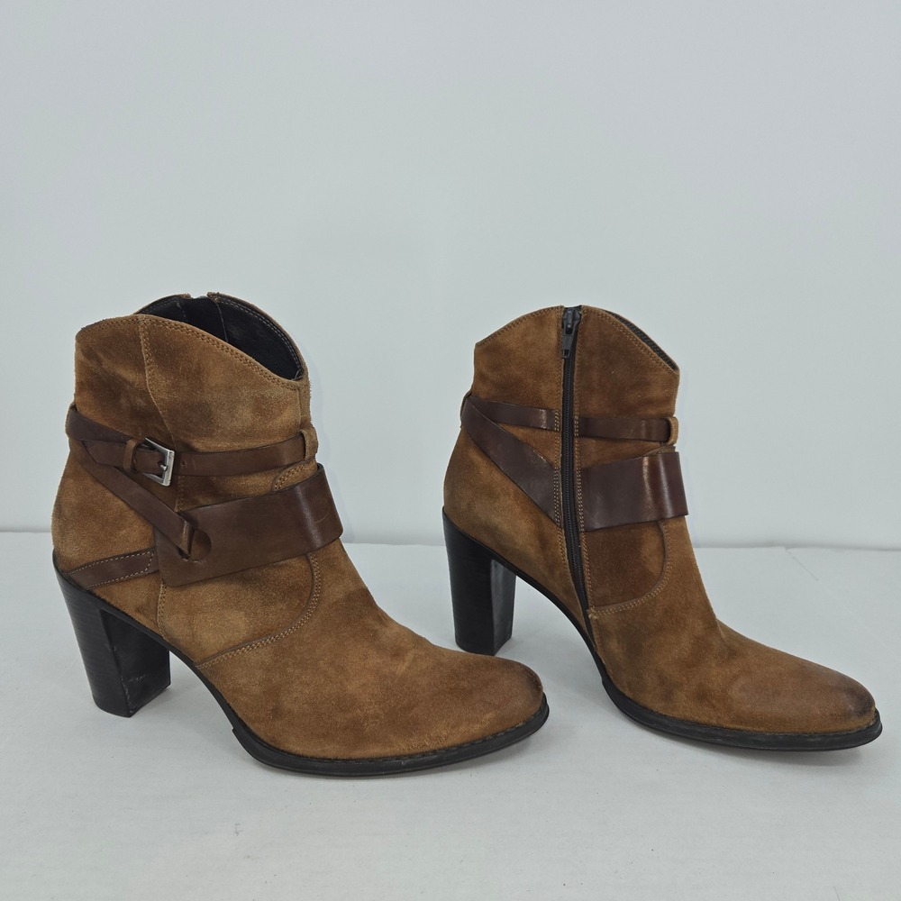 Sundance Ankle Boots Womens Size 39 Brown Suede Leather Italy Western Festival